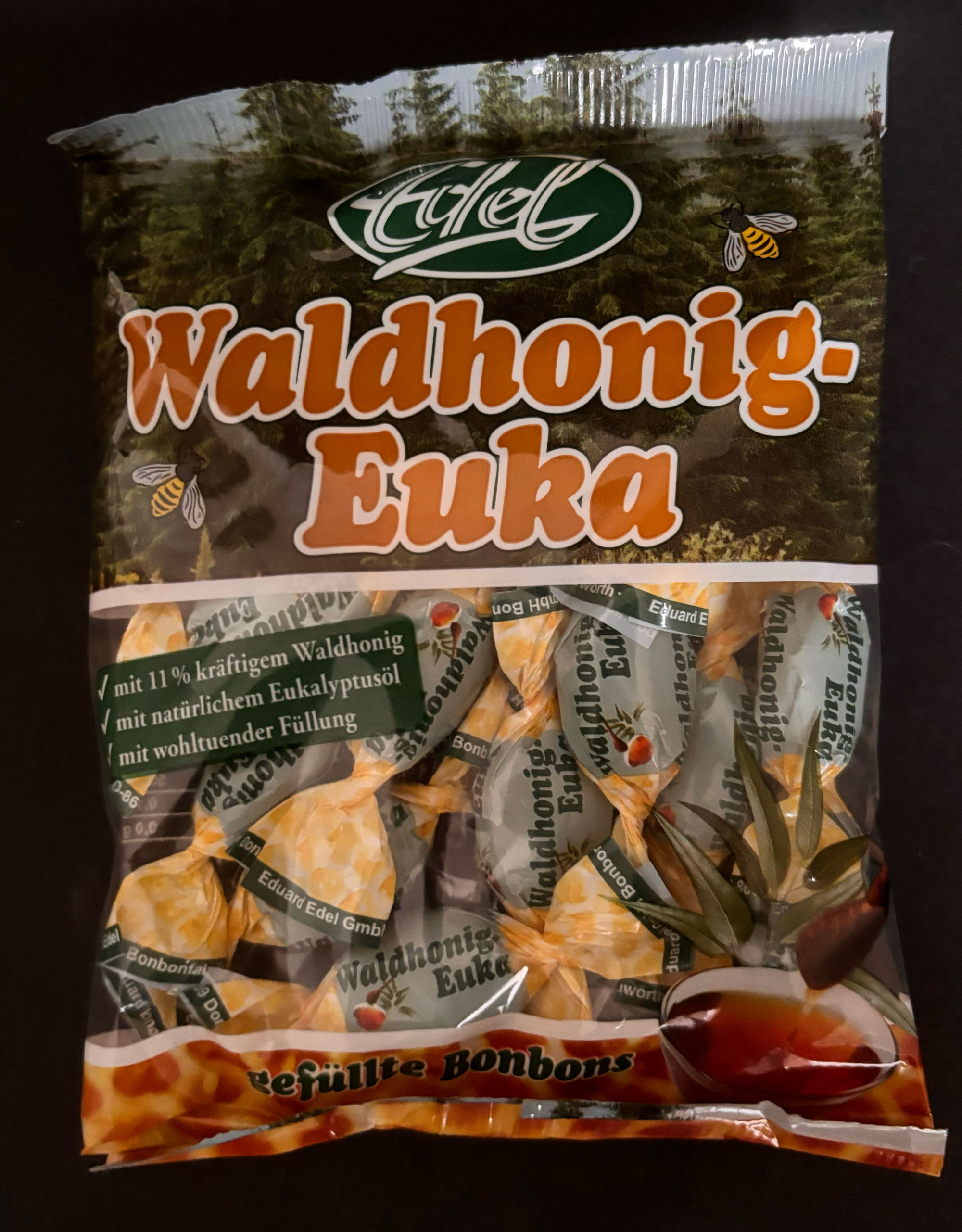 Waldhonig Euka 90g gefüllte Bonbons